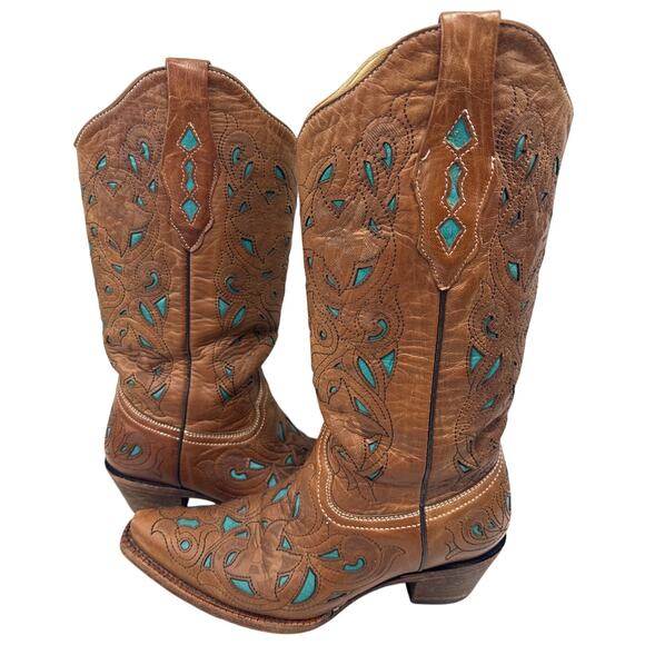 💥Brown and Blue Western Boots - Picture 3 of 13